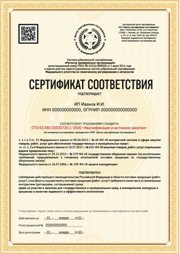 Образец сертификата для ИП Елизово Сертификат СТО 03.080.02033720.1-2020