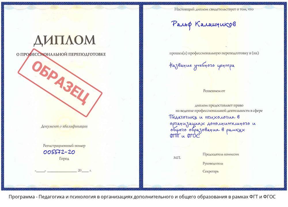 Педагогика и психология в организациях дополнительного и общего образования в рамках ФГТ и ФГОС Елизово