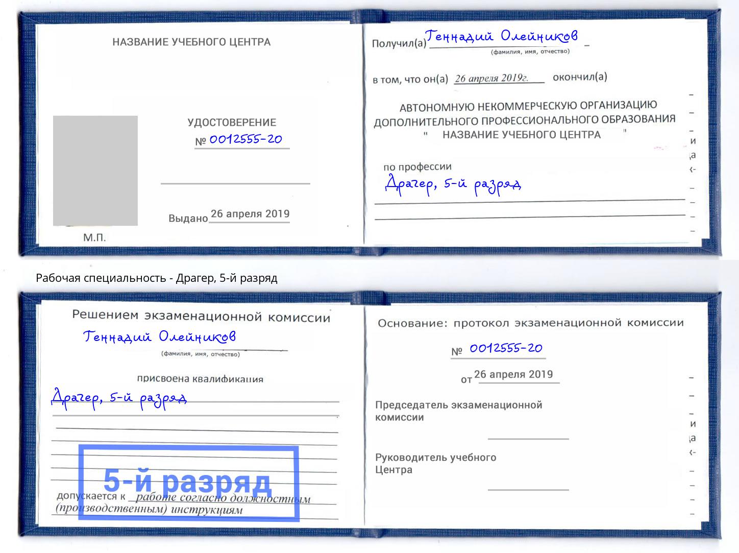 корочка 5-й разряд Драгер Елизово