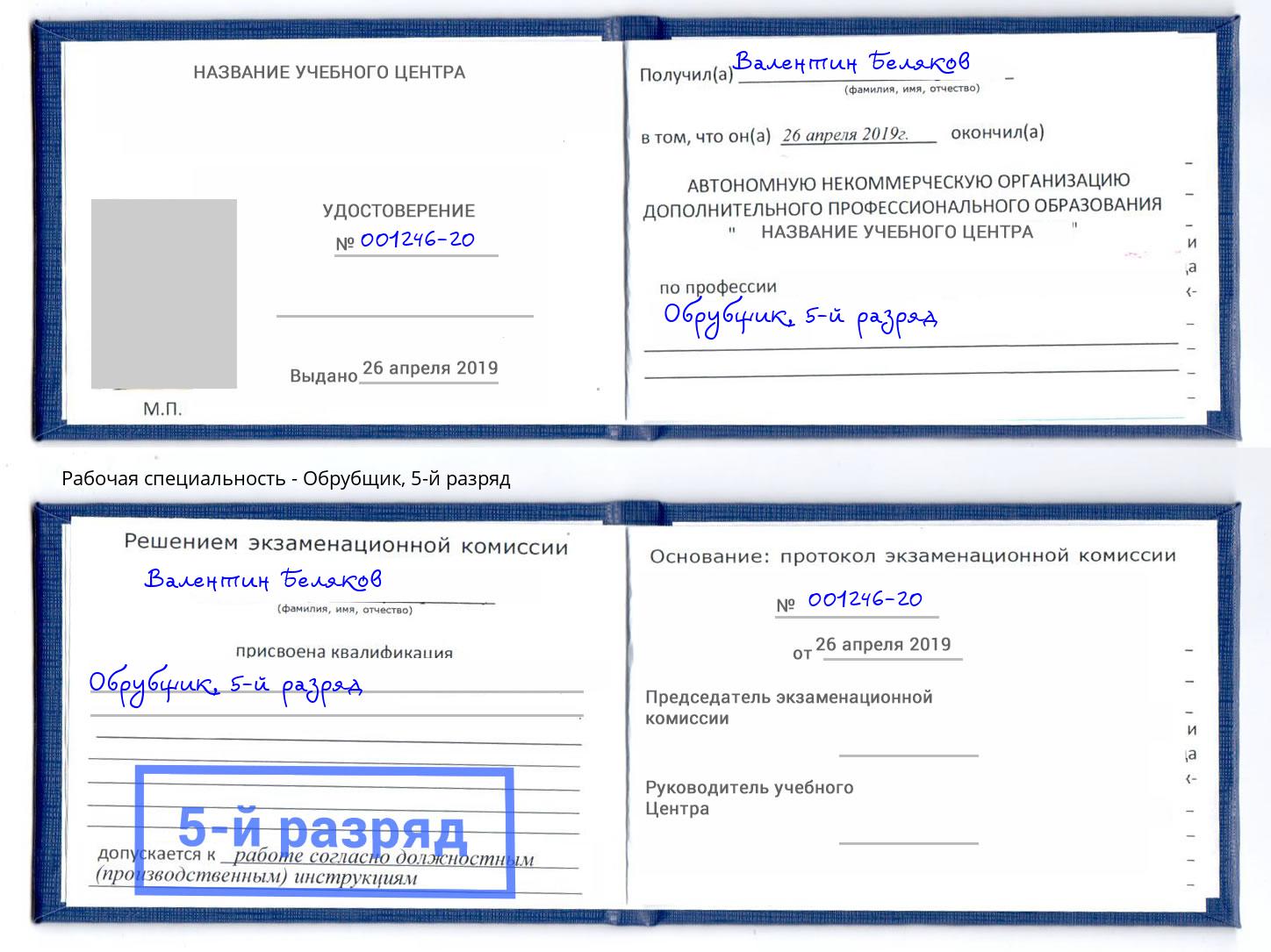 корочка 5-й разряд Обрубщик Елизово